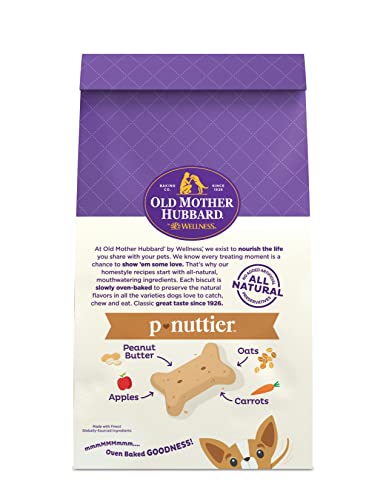 Old Mother Hubbard by Wellness Classic P-Nuttier Natural Dog Treats, Crunchy Oven-Baked Biscuits, Ideal for Training, Mini Size, 20 ounce bag