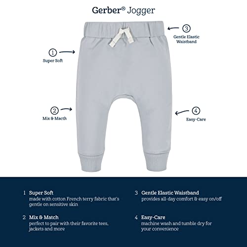 Gerber Baby Boys' Toddler 3-Pack Jogger Pants, Green/Black, 18 Months