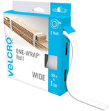 VELCRO Brand VEL-30766-AMS Extra Narrow Straps 1/2 in x 30ft Roll | Cut to Length Reusable Self-Gripping Tape | Organize and Bundle Electric Cords, Ropes, Cable Management Solutions, Wire Ties | White