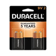 Duracell Coppertop 9V Battery, 2 Count Pack, 9-Volt Battery with Long-lasting Power, All-Purpose Alkaline 9V Battery for Household and Office Devices