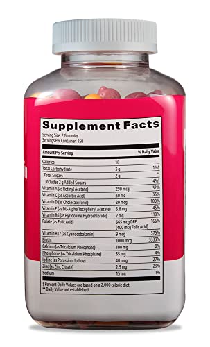 Amazon Basics Womens Multivitamin, 300 Gummies (150 Servings) (Previously Solimo)