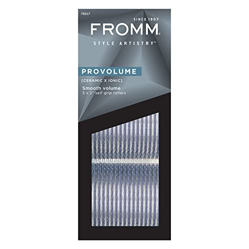 Fromm ProVolume 2 Self-Grip Ceramic Ionic Thermal Hair Rollers, 3 Count, Large Salon Quality Hair Curlers for Medium to Long Length Hair and Curtain Bangs