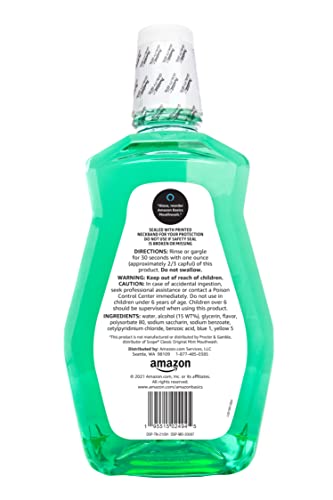 Amazon Basics Mint Mouthwash, Fresh Mint, 1.5 Liters, 50.7 Fluid Ounces, 1-Pack (Previously Solimo)