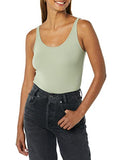 Amazon Essentials Women's Slim-Fit Thin Strap Tank, Pack of 2, Black/Light Sage Green, Medium
