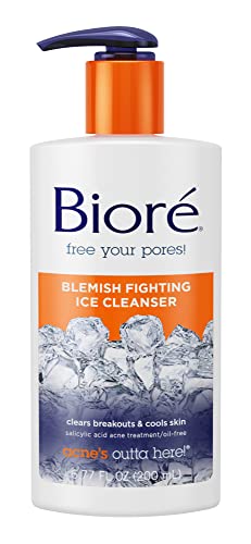 Bioré Blemish Fighting Ice Cleanser, Salicylic Acid, Clears and Helps Prevent Acne Breakouts, Cools & Refreshes Skin, Oil Free, 6.77 Ounce