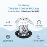 TubShroom Ultra Revolutionary Bath Tub Drain Protector Hair Catcher/Strainer/Snare Stainless Steel, 1-Pack, Silver