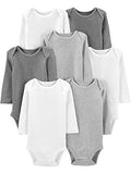Simple Joys by Carter's Unisex Babies' Long-Sleeve Bodysuit, Pack of 7, White, Preemie