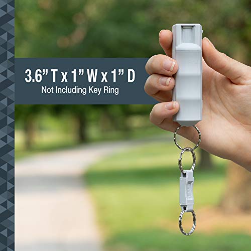SABRE Pepper Spray, Quick Release Keychain for Easy Carry and Fast Access, Finger Grip for More Accurate and Faster Aim, Maximum Police Strength OC Spray, 25 Bursts, Secure and Easy to Use Safety