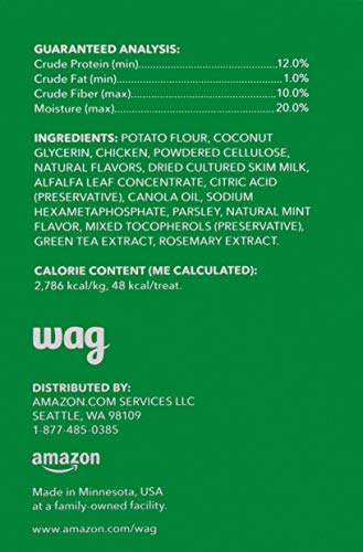 Amazon Brand - Wag Dental Dog Treats to Help Clean Teeth & Freshen Breath - Medium, Unflavored, 36 Count (Pack of 1)