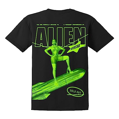 Beyoncé Official Renaissance World Tour Merch Alien Superstar T-Shirt, Medium Black