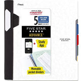 Five Star Spiral Notebook + Study App, 5 Subject, College Ruled Paper, Advance Notebook with Spiral Guard, Movable Tabbed Dividers and Expanding Pockets, 8-1/2" x 11", 200 Sheets, Red (73146)