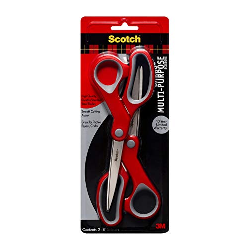 Scotch 8 Multi-Purpose Scissors, 2-Pack, Great for Everyday Use (1428-2)