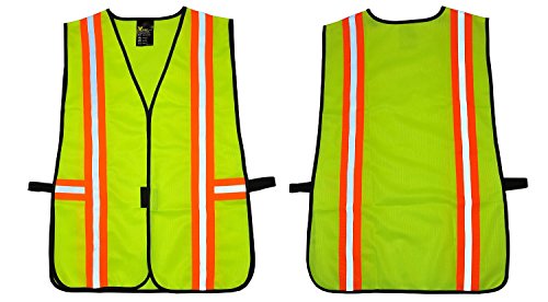 G & F 41113 Industrial Safety Vest with Reflective Stripes, Neon Orange