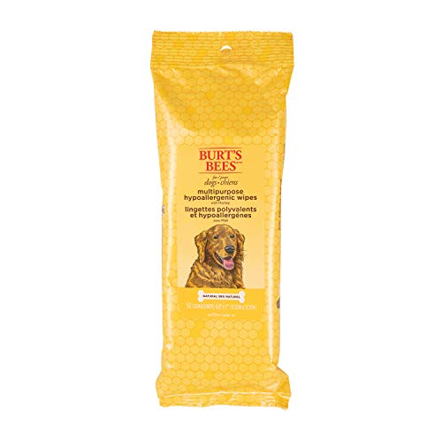Burts Bees for Pets Multipurpose Grooming Wipes | Puppy & Dog Wipes for All Purpose Cleaning & Grooming | Cruelty No, Sulfate, & Paraben No, pH Balanced for Dogs - 50 Ct Pet Wipes, Puppy Supplies