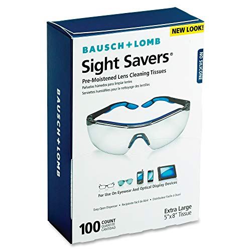Sight SaversLens Cleaning Wipes by Bausch & Lomb, Pre-Moistened Tissues, Anti-Fog, Anti-Static, Anti-Streaking, Cleans Glass and Plastic, 100 Count (Pack of 1)