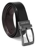 Steve Madden Men's Dress Casual Every Day Leather Belt, Black/Brown (Burnished), 40