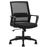 FDW Home Office Chair Ergonomic Desk with Lumbar Support Armrests Mid-Back Mesh Computer Executive Adjustable Rolling Swivel Task, Black