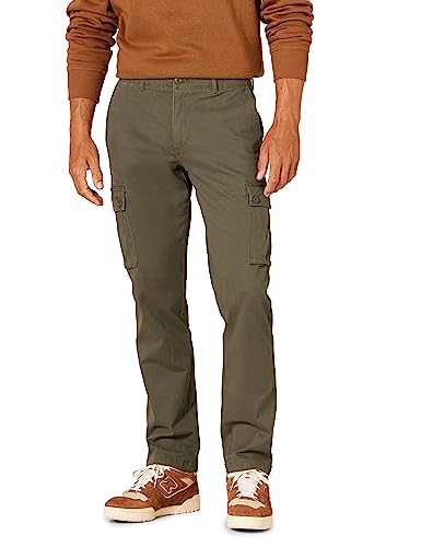 Amazon Essentials Men's Slim-Fit Stretch Cargo Pant, Olive, 34W x 32L
