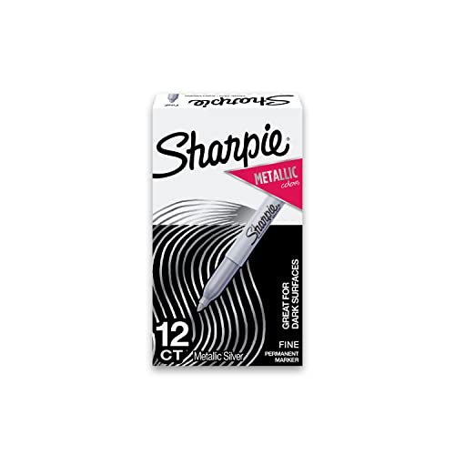 SHARPIE Metallic Permanent Markers, Fine Point, Silver, 12 Count