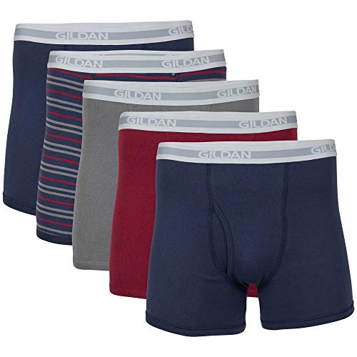 Gildan Men's Underwear Boxer Briefs, Multipack, Mixed Blue (5-Pack), Medium
