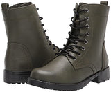 Amazon Essentials Women's Lace-Up Combat Boot, Green, 8.5