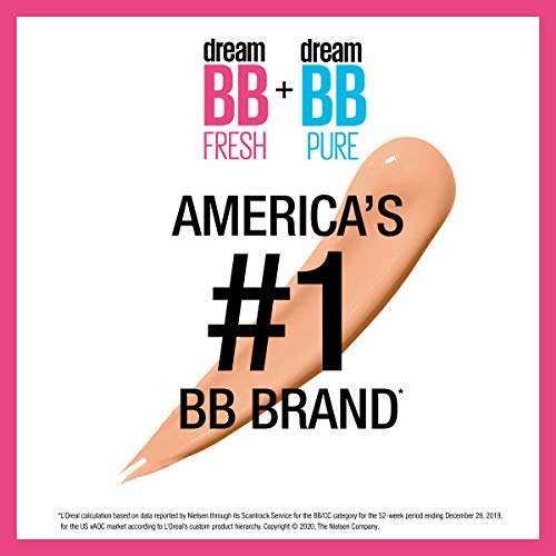 Maybelline New York Dream Fresh Skin Hydrating BB cream, 8-in-1 Skin Perfecting Beauty Balm with Broad Spectrum SPF 30, Sheer Tint Coverage, Oil-Free, Light, 1 Fl Oz
