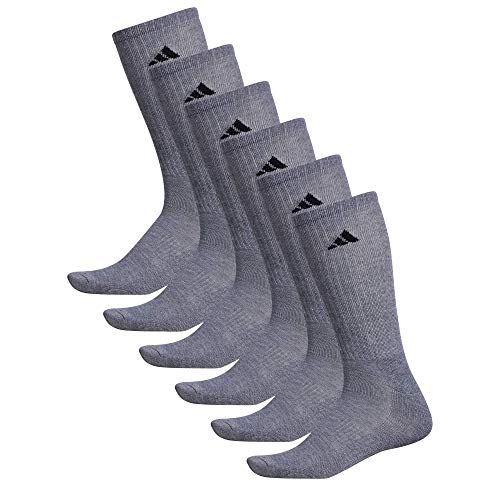 adidas Men's Athletic Cushioned Crew Socks with Arch Compression for a Secure fit (6-Pair), Black-OnixMarl/Black/Onix, Large