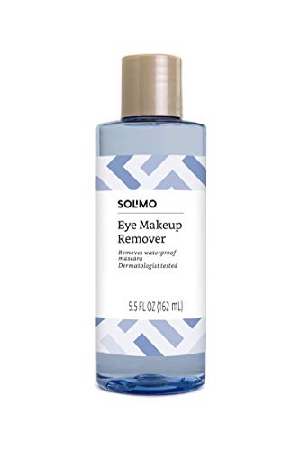 Amazon Brand - Solimo Eye Makeup Remover, Removes Waterproof Mascara, Dermatologist Tested, Fragrance Free, 5.5 Fluid Ounce