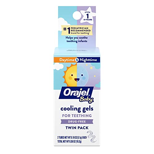 Orajel Baby Daytime & Nighttime Cooling Gels for Teething, Drug-Free, #1 Pediatrician Recommended Brand for Teething, Two 0.18oz Tubes