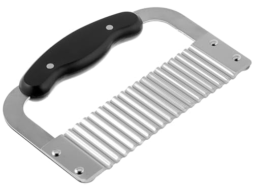 HIC Wavy Crinkle Cutting Tool Serrator Salad Chopping Knife and Vegetable French Fry Slicer, Steel Blade, 7.25-Inches x 5-Inches