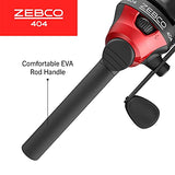 Zebco 404 Spincast Reel and Fishing Rod Combo, 56 2-Piece Durable Fiberglass Rod with EVA Handle, Quickset Anti-Reverse Reel with Built-in Bite Alert, 28-Piece Tackle Pack,Black/Red