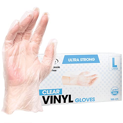 ForPro Disposable Vinyl Gloves, Clear, Industrial Grade, Powder-Free, Latex-Free, Non-Sterile, Food Safe, 2.75 Mil. Palm, 3.9 Mil. Fingers, Small, 100-Count