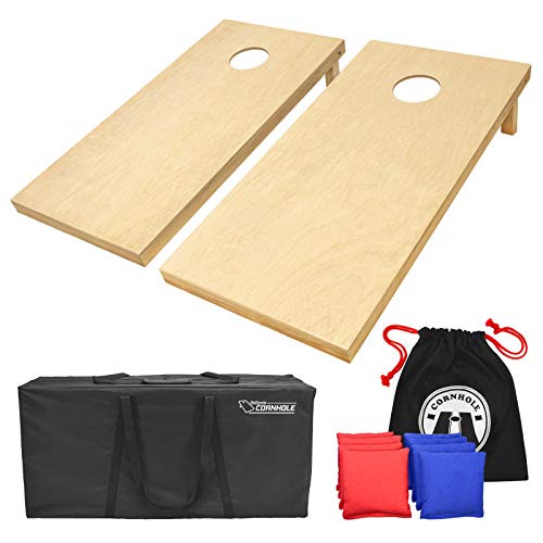 GoSports Solid Wood Premium Cornhole Set - Includes of 8 Toss Bags Choose Between 4 ft x 2 or 3 Game Boards