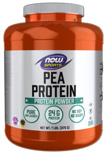 NOW Sports Nutrition, Pea Protein 24 g, Fast Absorbing, Unflavored Powder, 7-Pound