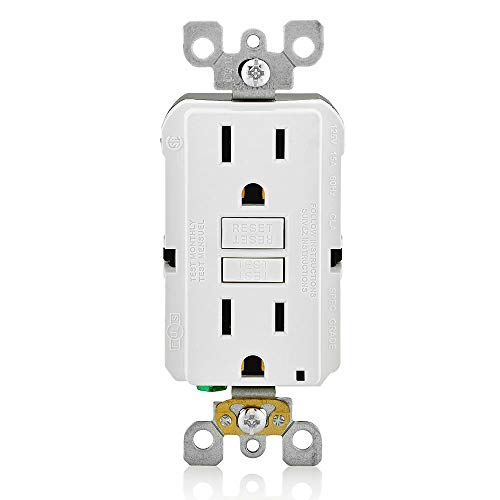 Leviton GFNT1-W Self-Test SmartlockPro Slim GFCI Non-Tamper-Resistant Receptacle with LED Indicator, Wallplate Included, 15-Amp, White