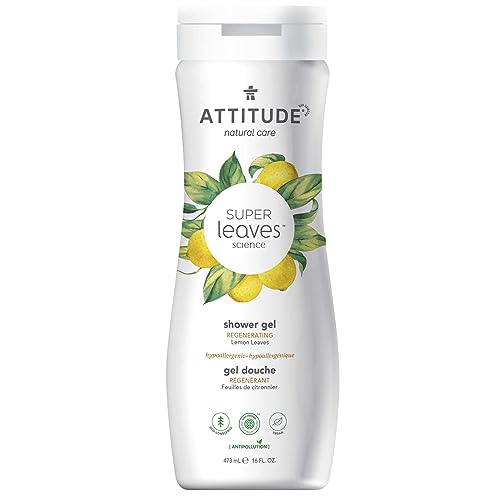 ATTITUDE Body Wash, EWG Verified, Plant- and Mineral-based Ingredients, Vegan and Cruelty-free Shower Soap, Lemon Leaves, 16 Fl Oz