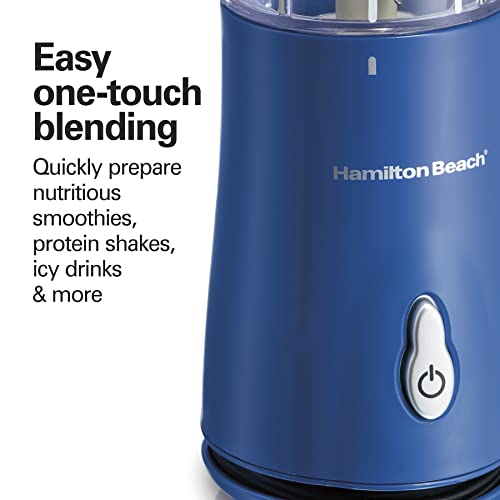 Hamilton Beach Portable Blender for Shakes and Smoothies with 14 Oz BPA Free Travel Cup and Lid, Durable Stainless Steel Blades for Powerful Blending Performance, 2 Jars - White (51102V)
