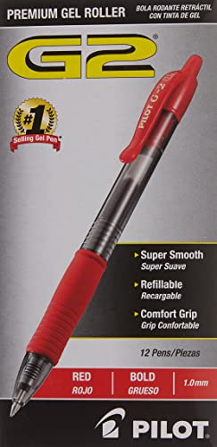 Pilot, G2 Premium Gel Roller Pens, Bold Point 1 mm, Pack of 12, Black
