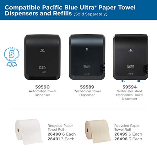 Pacific Blue Ultra 8” High-Capacity Recycled Paper Towel Roll by GP PRO (Georgia-Pacific), White, 26490, 1150 Feet Per Roll, 6 Rolls Per Case