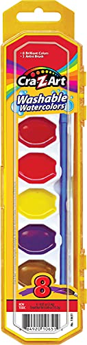 Cra-Z-art Washable Watercolors with Brush, 8 Colors, 1 Tray (10651)