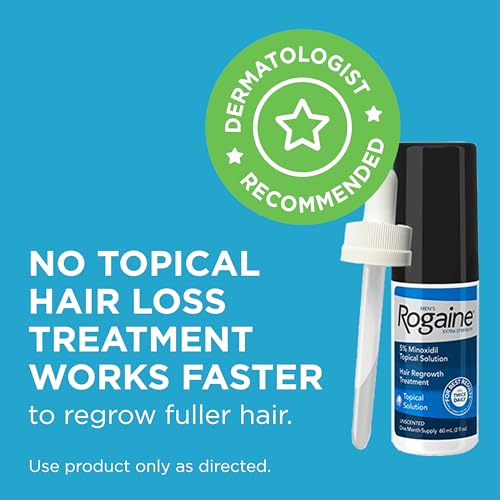Men's Rogaine Extra Strength 5% Minoxidil Topical Solution for Hair Loss & Hair Regrowth, Topical Hair Regrowth Treatment for Men, Unscented Minoxidil Liquid, 1-Month Supply, 2 fl. oz