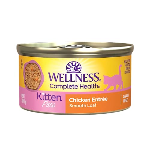 Wellness Complete Health Grain-Free Chicken Entrée Wet Kitten Food - Natural Ingredients with Real Chicken, Brain Development DHA, Essential Fatty Acids and Eye Health Taurine, 3oz Cans (24 Pack)