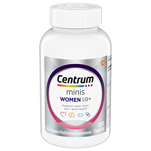 Centrum Minis Silver Womens Multivitamin for Women 50 Plus, Multimineral Supplement with Vitamin D3, B Vitamins, Non-GMO Ingredients, Supports Memory and Cognition in Older Adults - 280 Ct