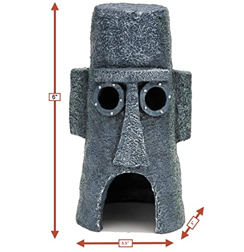 Penn-Plax Spongebob Squarepants Officially Licensed Aquarium Ornament – Squidward’s Easter Island Home – Medium