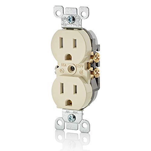 Leviton T5320-I Straight Blade Tamper Resistant Duplex Receptacle, 125 V, 15 A, 2 Pole, 3 Wire, 1 Pack, Ivory