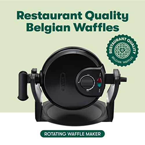 BELLA Classic Rotating Belgian Waffle Maker with Nonstick Plates, Removable Drip Tray, Adjustable Browning Control and Cool Touch Handles, Stainless Steel
