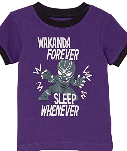 Amazon Essentials Disney | Marvel | Star Wars Toddler Boys' Pajama Set (Previously Spotted Zebra), Black/Purple Marvel Wakanda Forever, 2T