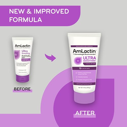 AmLactin Ultra Smoothing - 4.9 oz Body & Hand Cream with 15% Lactic Acid - Exfoliator and Moisturizer for Rough and Bumpy Dry Skin (Packaging May Vary)