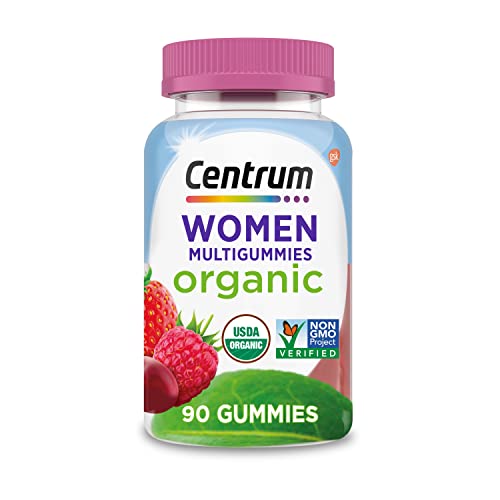 Centrum Womens Organic Multigummies Womens Multivitamin Gummies Organic Multivitamin for Women with Essential Nutrients for Immune Support, Metabolism, and Hair Skin and Nails Vitamins - 90 Ct