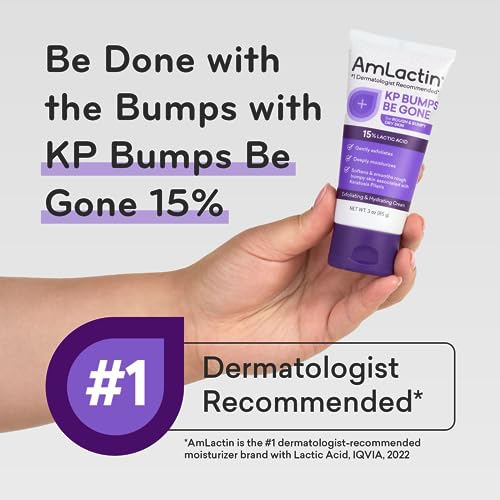 AmLactin KP Bumps Be Gone - 3 oz Keratosis Pilaris Moisturizing Cream with 15% Lactic Acid - Exfoliator and Moisturizer for Dry, Rough and Bumpy Skin (Packaging May Vary)